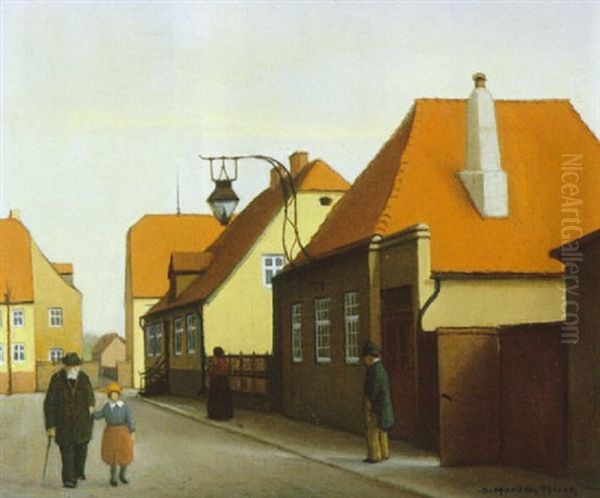 Ved Det Gamle Vaegterhus I Christinsfeld Oil Painting by Jeppe Madsen Ohlsen