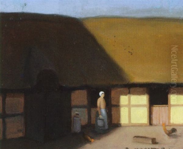 Mod Aften I Den Gamle Gard Oil Painting by Jeppe Madsen Ohlsen