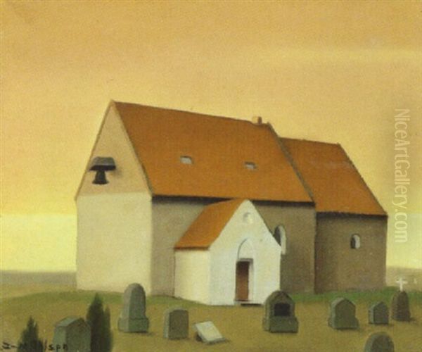 Alling Kirke Oil Painting by Jeppe Madsen Ohlsen