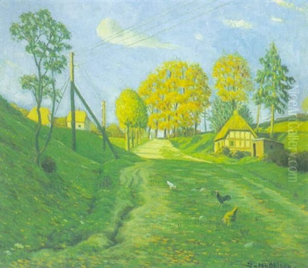 Klar Oktoberdag Vejle 1920 Oil Painting by Jeppe Madsen Ohlsen