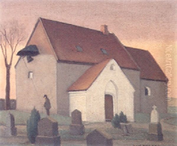 Allinge Kirke Oil Painting by Jeppe Madsen Ohlsen