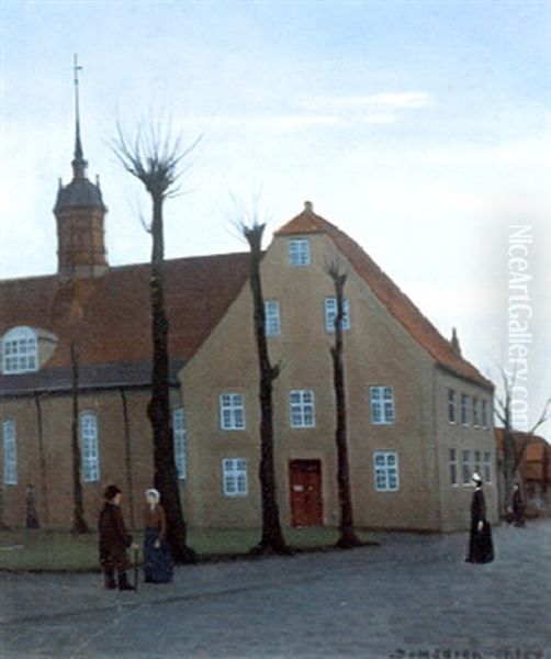 Christiansfeld Kirke Oil Painting by Jeppe Madsen Ohlsen