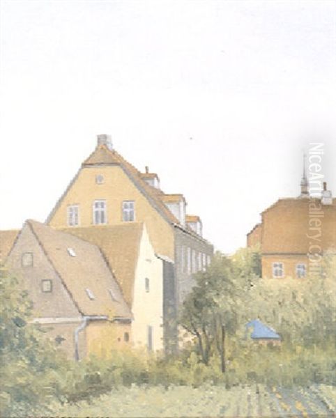 Fra Enkehuset Have I Christiansfeld Oil Painting by Jeppe Madsen Ohlsen