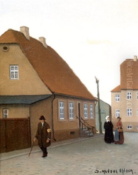 Det Forste Hus I Christiansfeldt Oil Painting by Jeppe Madsen Ohlsen