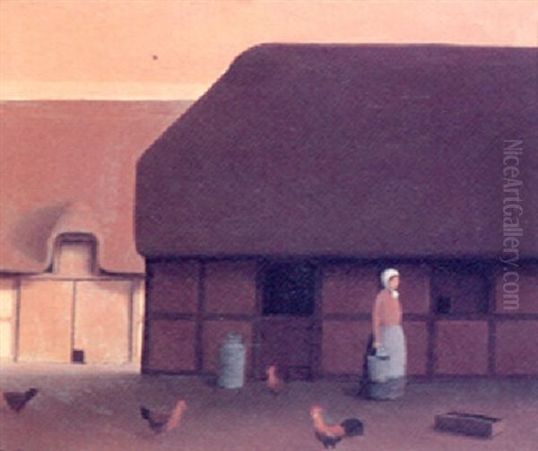 Mod Aften I Den Gamle Gard, Sejs Oil Painting by Jeppe Madsen Ohlsen