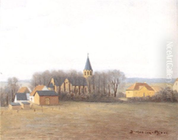 Utsigt Mod Christiansfeld Kirke Oil Painting by Jeppe Madsen Ohlsen