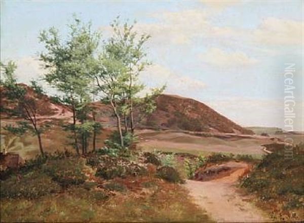 Moor Landscape From Ry, Denmark Oil Painting by Andreas Peter Madsen