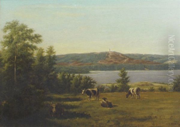 Landskab Ved Himmelbjerget Oil Painting by Andreas Peter Madsen