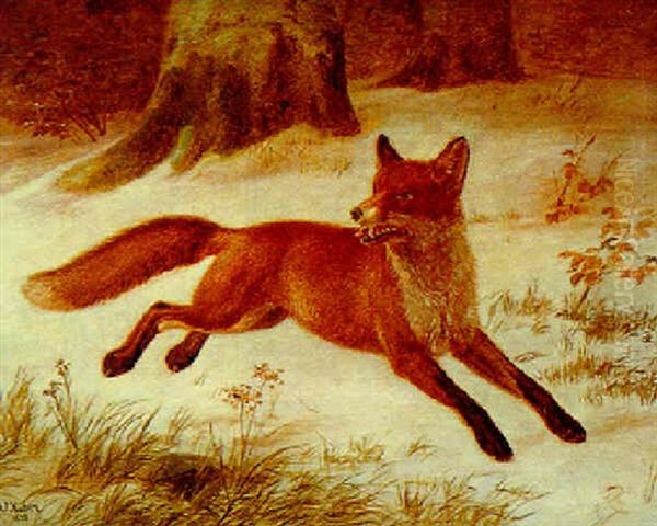 Fuchs Oil Painting by Andreas Peter Madsen