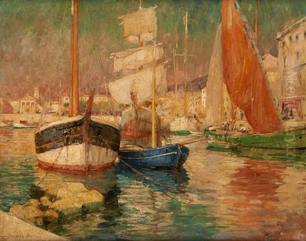 Port De Nice Oil Painting by Jacques Madyol