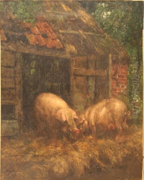 Les Cochons Oil Painting by Jacques Madyol