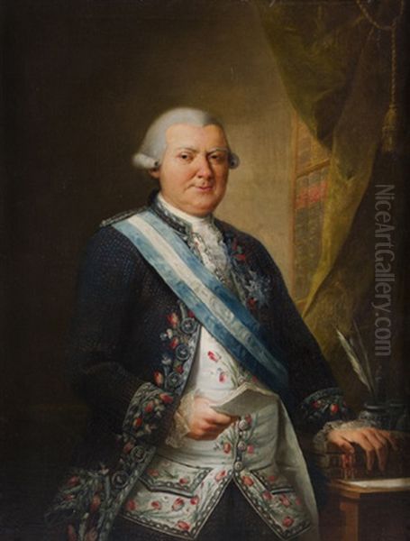 Retrato De D. Juan Acedo Rico Rodriguez, Primer Conde De La Canada Oil Painting by Mariano Salvador de Maella