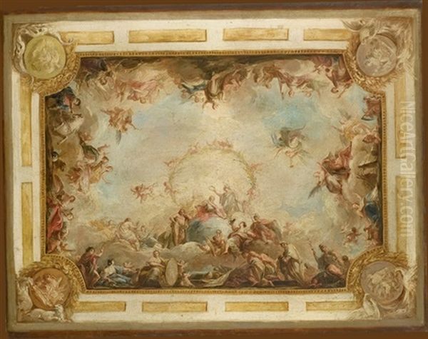 L'apotheose D'hadrien, Projet Pour Le Plafond Du Palais Royal De Madrid Oil Painting by Mariano Salvador de Maella