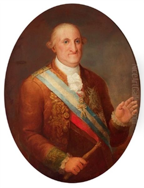 Bildnis Konig Carlos Iv. Von Spanien Mit Dem Orden Vom Goldenen Vlies Und Szepter Oil Painting by Mariano Salvador de Maella