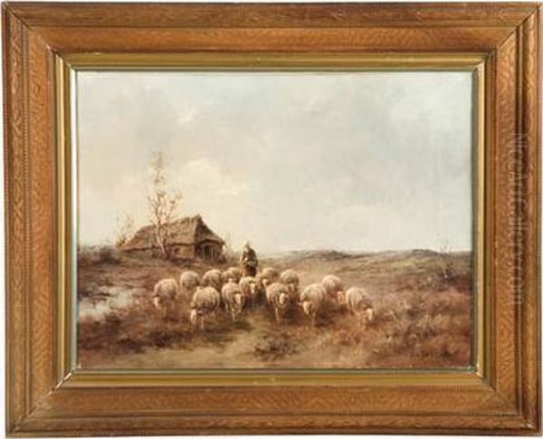 Sheep On The Heather Oil Painting by Ary Bergen