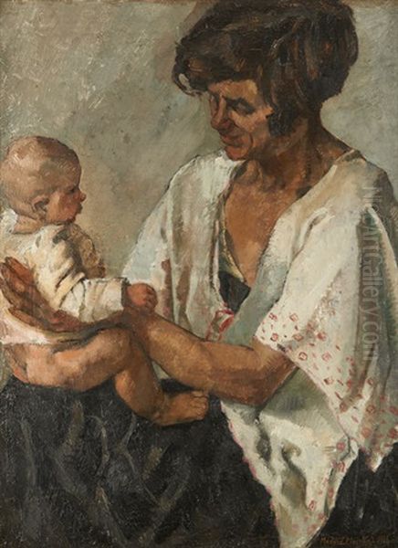 Mere Et Enfant Oil Painting by Medard Maertens