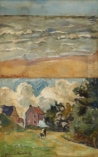 Marine Et Campagne, (2 Works) Oil Painting by Medard Maertens