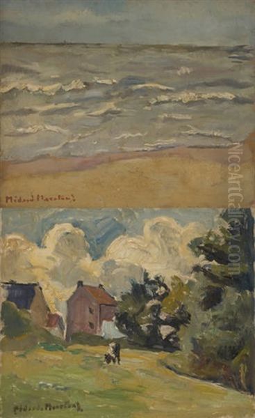 Marine Et Chevreau (2 Works) Oil Painting by Medard Maertens