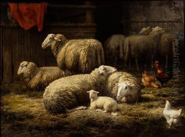 Sheep Oil Painting by Eugene Remy Maes