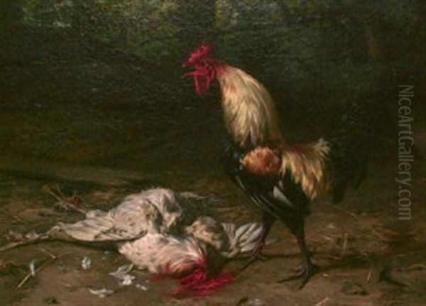 The Cockfight Oil Painting by Eugene Remy Maes