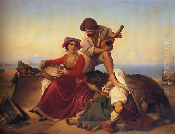 The Musicians Oil Painting by Jean Baptist Lodewyck (Maes-Canini) Maes