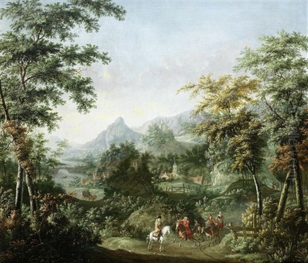 Horsemen On A Country Path by Johannes Maes