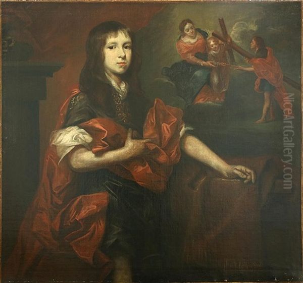 Portrait Of Young Man With A Red Cloak Oil Painting by Nicolaes Maes