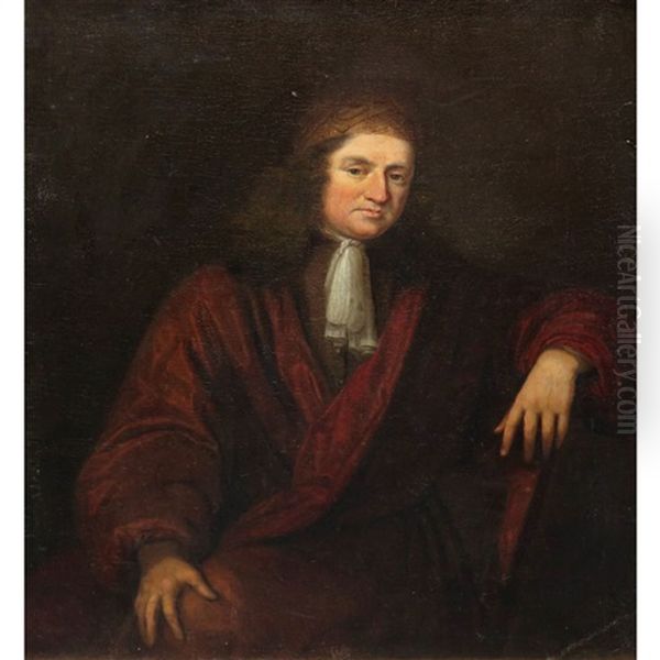 Portrait Of A Gentleman In A Red Dressing Gown Oil Painting by Nicolaes Maes