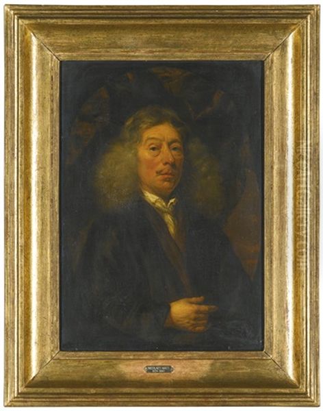 Portrait Of A Gentleman, Bust Length, Wearing A Brown Robe Oil Painting by Nicolaes Maes