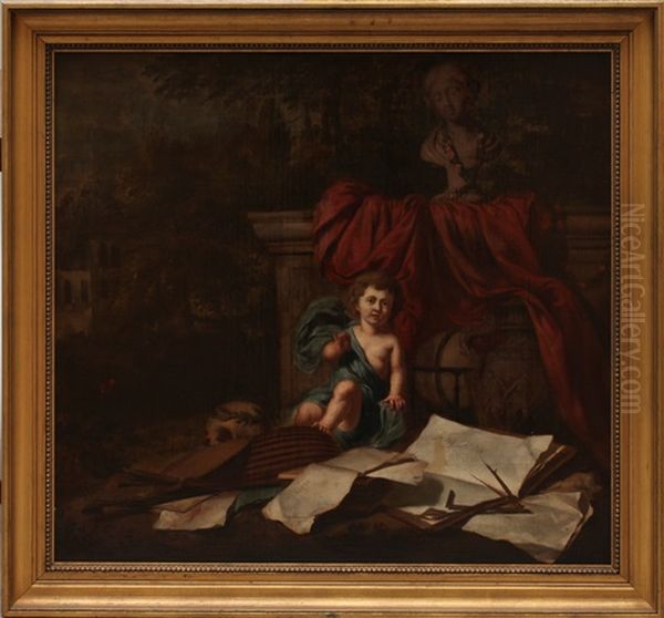 Klassiskt Landskap Med Gosse Och Vanitassymboler Oil Painting by Nicolaes Maes