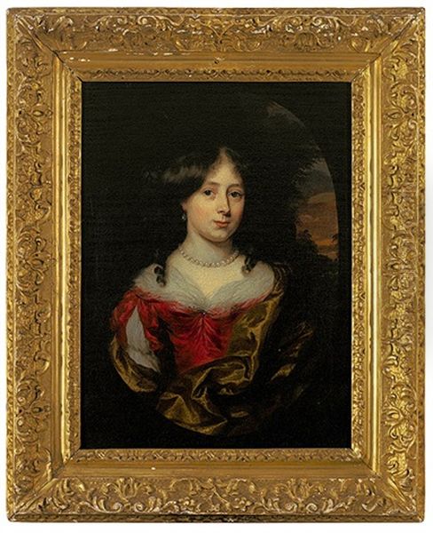 Portrait Einer Jungen Frau In Prachtvollem Gewand Mit Perlenkette Und Perl-pendeloque Oil Painting by Nicolaes Maes