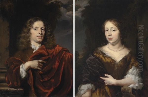 Portrait Of A Gentleman (+ Portrait Of A Lady: Pair) Oil Painting by Nicolaes Maes