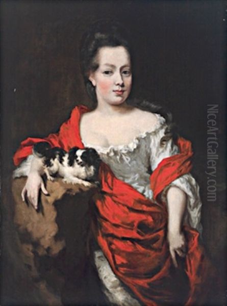 Bildnis Einer Dame Mit Hundchen Oil Painting by Nicolaes Maes