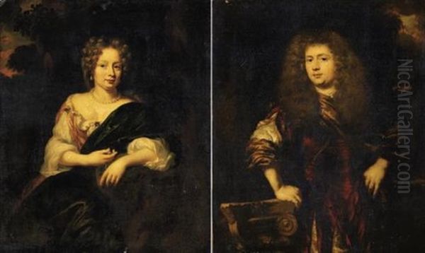 Portrait Of A Lady, Facing Front (+ Portrait Of A Gentleman, Facing Front; Pair) Oil Painting by Nicolaes Maes