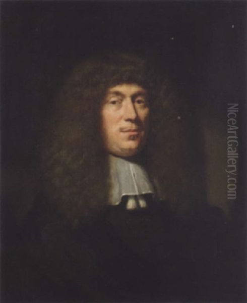 Portrait Of A Cleric, In A Black With A White Collar Oil Painting by Nicolaes Maes