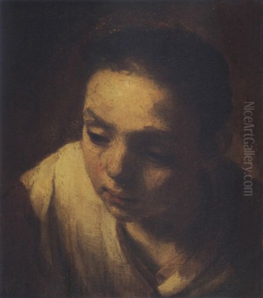 Head Of A Girl Oil Painting by Nicolaes Maes