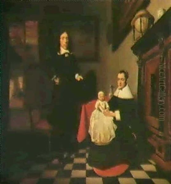 Portrait D'une Famille Hjollandaise Dans Un Interieur Oil Painting by Nicolaes Maes