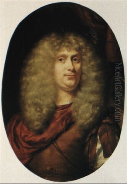 Portrait Of A Gentleman Wearing A Wig And Classical Costume Oil Painting by Nicolaes Maes