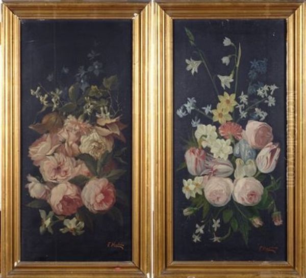 Fiori (pair) Oil Painting by Francesco Maestosi