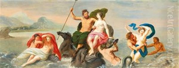 Neptune And Amphitrite Oil Painting by Michelangelo Maestri