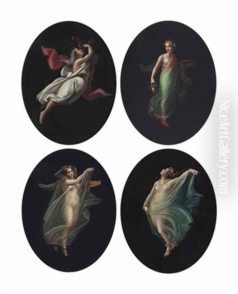 Four Muses (set Of 4) Oil Painting by Michelangelo Maestri