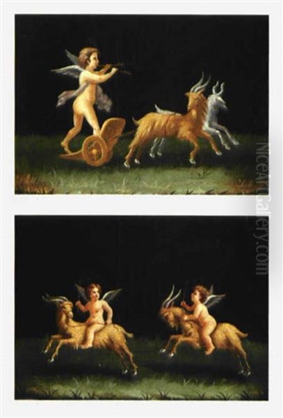 Putti (+ Another; 2 Works) Oil Painting by Michelangelo Maestri