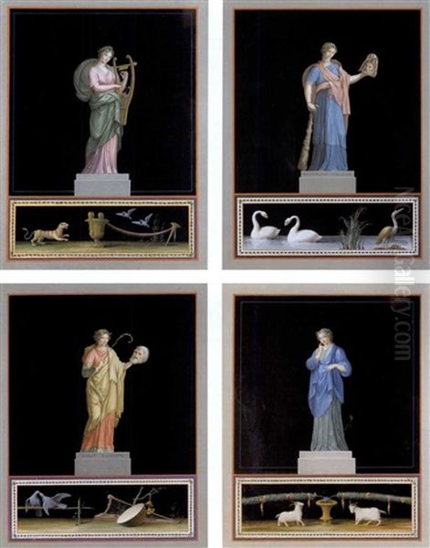 Le Muse (set Of 9) Oil Painting by Michelangelo Maestri