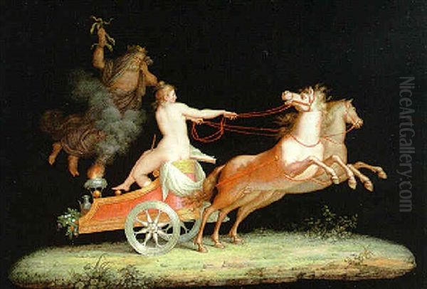 Medea On Her Chariot Drawn By Horses Oil Painting by Michelangelo Maestri