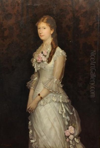 Portrait De Dame En Pied Oil Painting by Louis Maeterlinck