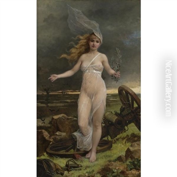 Allegory Of Peace Oil Painting by Louis Maeterlinck