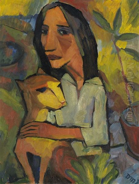 Junge Frau Mit Katze Oil Painting by Dorothea Maetzel-Johannsen