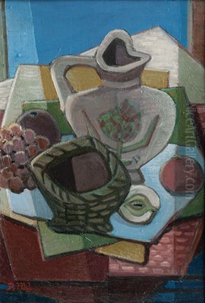 Still Life With Jar And Fruits - Standing Nude (recto/verso) Oil Painting by Dorothea Maetzel-Johannsen