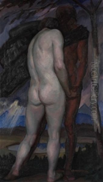 Desnudos, Dia Y Noche Oil Painting by Gustavo De Maeztu