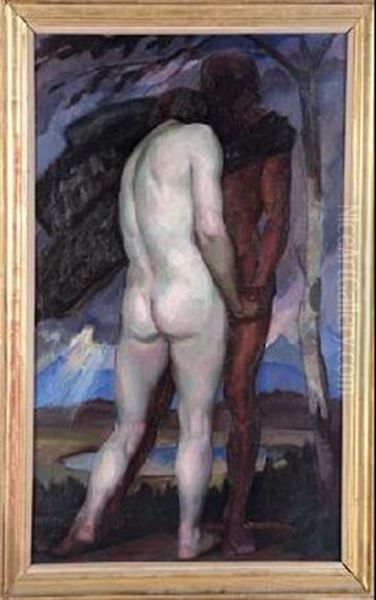 Dia Y Noche (desnudos) Oil Painting by Gustavo De Maeztu